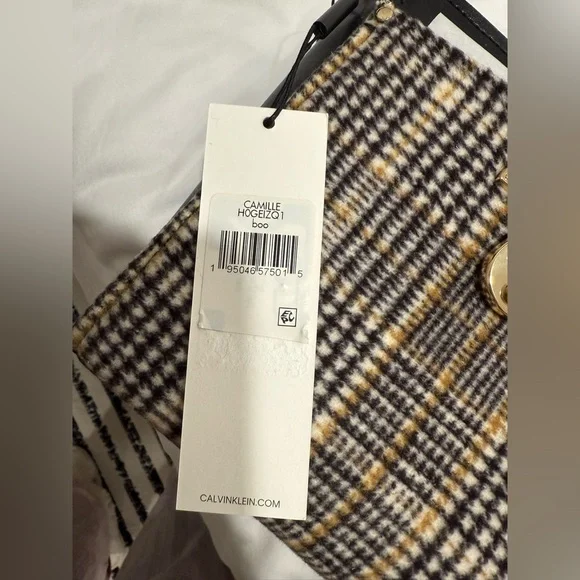 Calvin Klein Camille Daytona Crossbody Bag - Plaid and Leather with Gold Lock - Picture 4 of 4